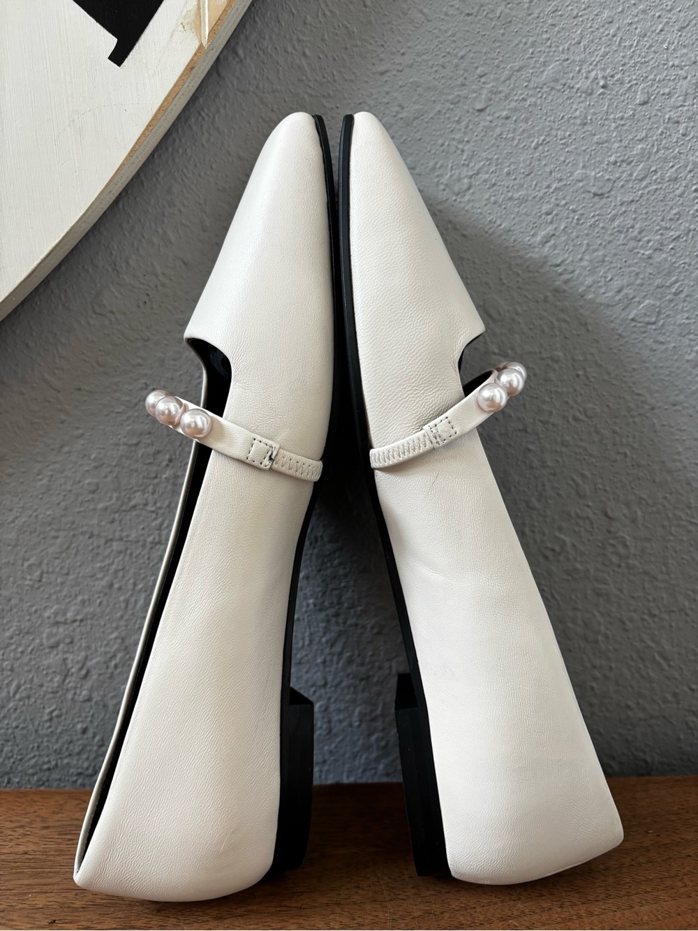 ME+EM faux pearl square toe ballerina flats in off white (40) 10 - Picture 5 of 8